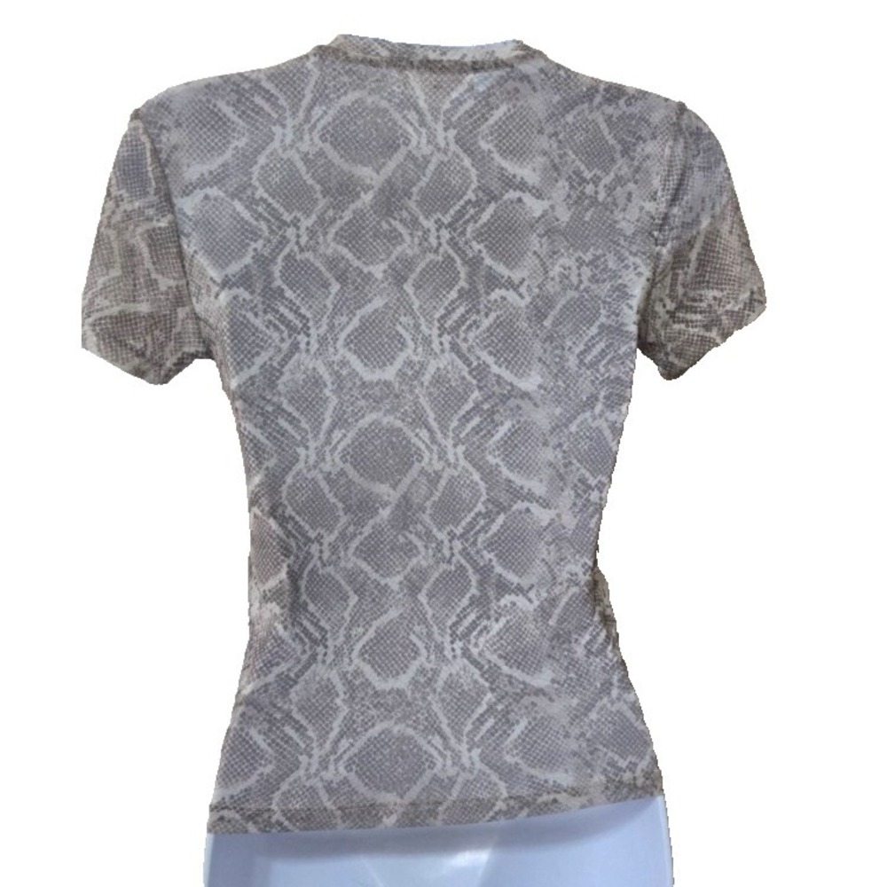 Good American Mesh Snakeskin Print Crewneck Short Sleeve T Women's S NWT - Picture 2 of 9